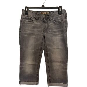 BKE Denim Starlite Womens Gray Cropped Jeans Size 27 Rolled Up Cuff Stretch
